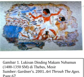 Gambar 1. Lukisan Dinding Makam Nebamun  (1400-1350 SM) di Thebes, Mesir 