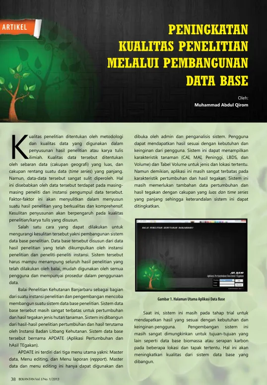 Gambar 1. Halaman Utama Aplikasi Data Base