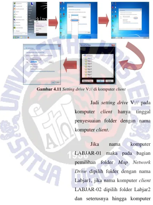 Gambar 4.11 Setting drive V:// di komputer client 