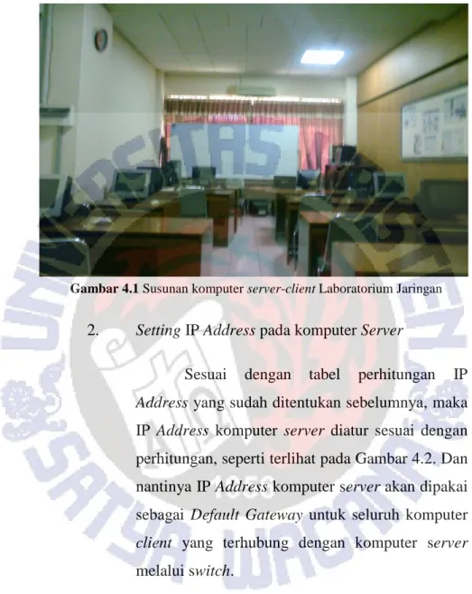 Gambar 4.1 Susunan komputer server-client Laboratorium Jaringan 