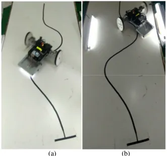 Gambar 11  (a) Uji Coba Robot Pada Lintasan dengan Intensitas  Pencahayaan 75 Lux 