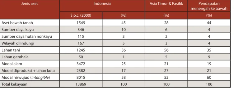 Tabel 2.1. Perkiraan kekayaan untuk Indonesia ($ per kapita, 2000)