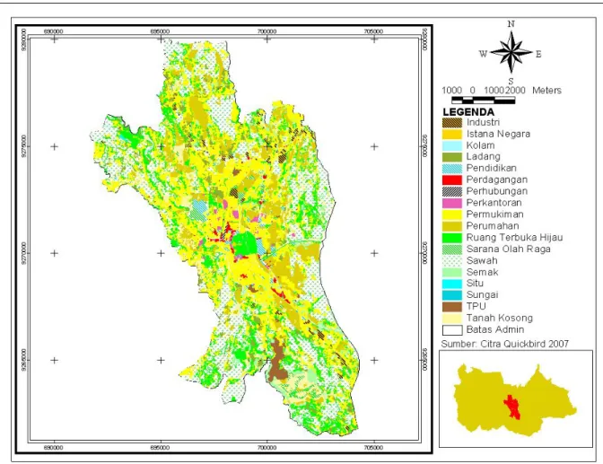 Gambar 4. Peta Persebaran Penggunaan/Penutupan Lahan Kota Bogor Tahun 2007 