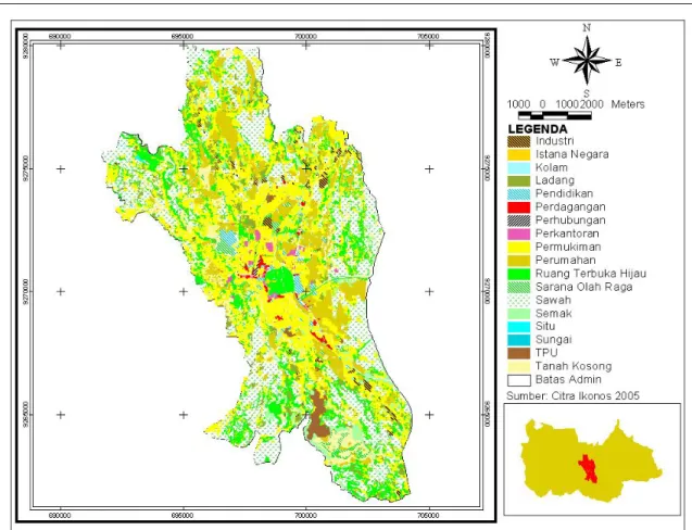 Gambar 6. Peta Persebaran Penggunaan/Penutupan Lahan Kota Bogor Tahun 2005 