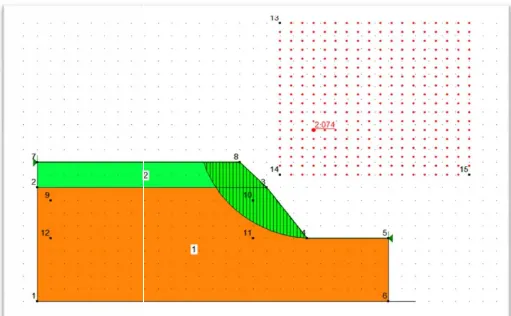 Gambar 1.  Hasil simulasi program geo slope untuk lapisan tanah asli