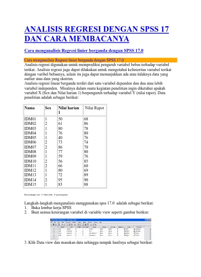 Analisis Regresi Dengan Spss 17 Dan Cara Membacanya