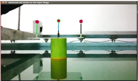 Gambar 4.24. Model fisik dengan bola merah yang digunakan dalam analisa  gerak model menggunakan image processing