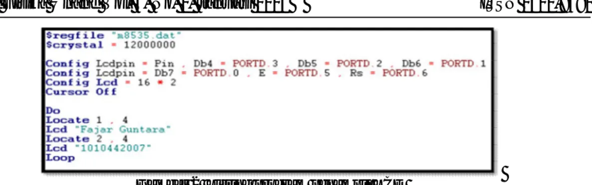 Gambar 2  Listing program penampil LCD 