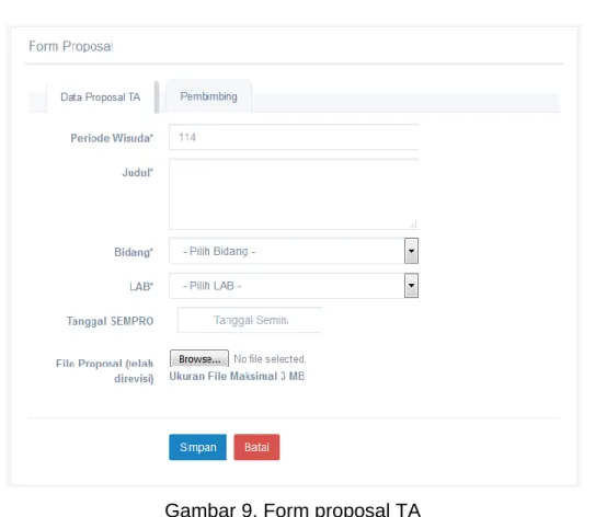 Gambar 9. Form proposal TA 
