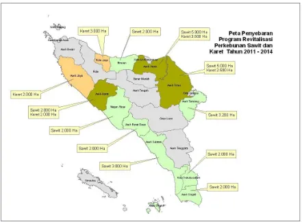 Gambar. III.1Peta Penyebaran Program Revitalisasi Perkebunan Sawit dan Karet tahun 2011-2014 