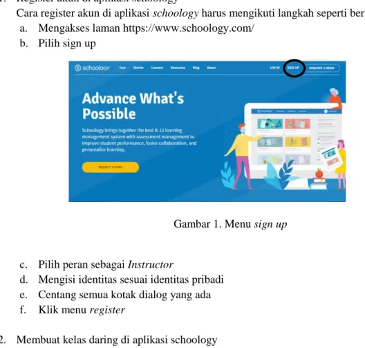 Gambar 1. Menu sign up 