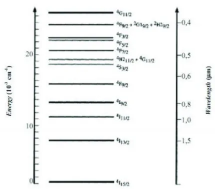 Gambar 1.  Spektrum serapan kaca Er:TZPBN [55TeO 2 - -35ZnO-(5+x)PbO-2Bi 2 O 3 -(2-x)Na 2 O-Er 2 O 3 ]