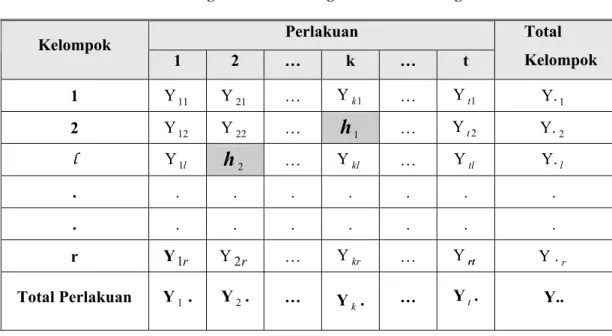 Tabel 2.7  Data Pengamatan RAK dengan Dua Data Hilang   