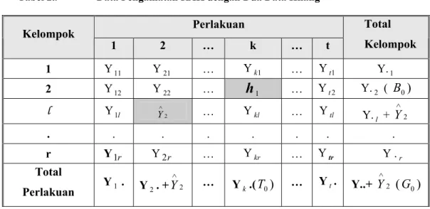 Tabel 2.9              Data Pengamatan RAK dengan Dua Data Hilang