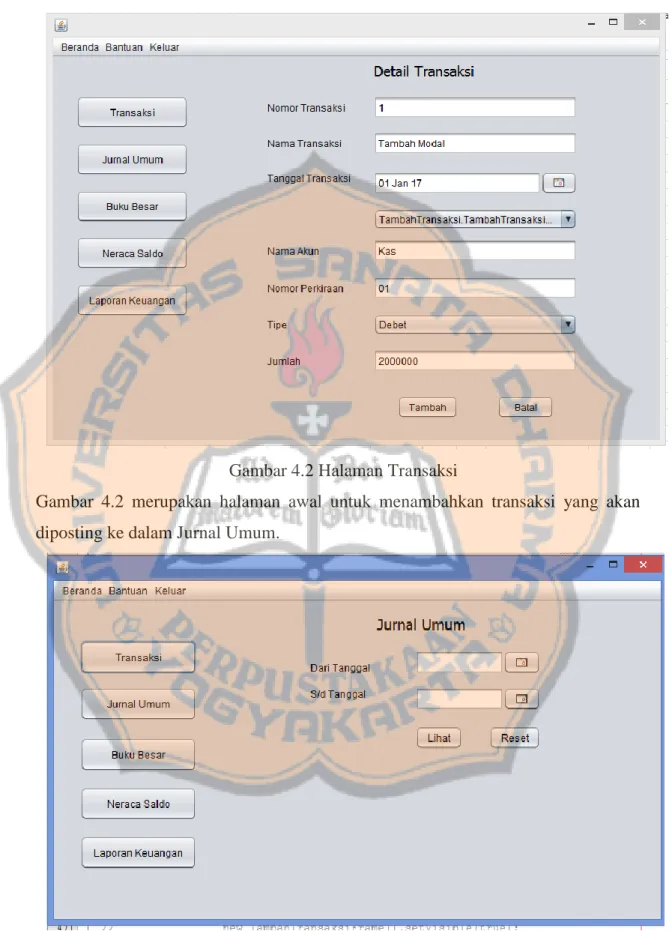 Gambar 4.2 Halaman Transaksi 
