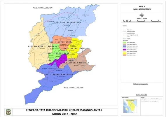 Gambar 1.1 Peta Kota Pematang Siantar Secara Administratif  Sumber. www.profil Kotamadya Pematang Siantar Tingkat II 