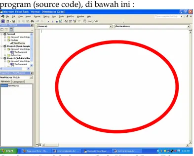 Gambar 4. Jendela Source Code Visual Basic Editor 