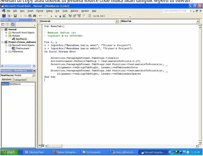 Gambar  6.  Tampilan jendela source code 