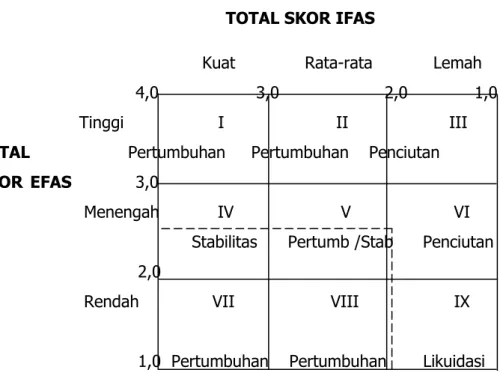Gambar 5.2 Matrik Internal dan Eksternal Usahatani Kopi Arabika di Desa Karangpring  Kecamatan Sukorambi Kabupaten Jember Tahun 2013 