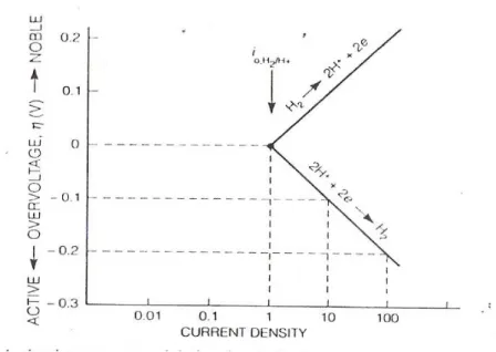 Gambar 3.2. Overpotensial aktivasi atau Tavel Plot.