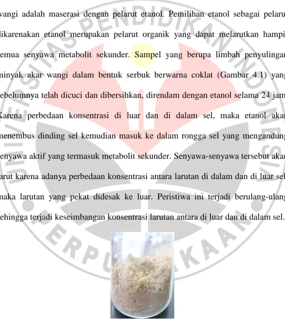 Gambar 4.1 Serbuk limbah penyulingan minyak akar wangi. 