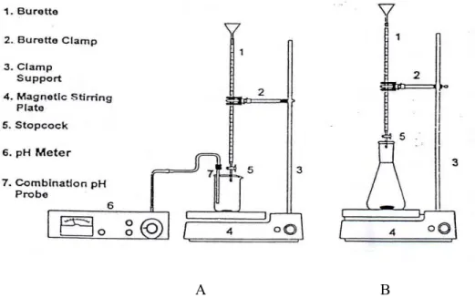 Gambar 9. Potentiometric Titration (A) dan Colorimetric Titration (B)   (Nielsen, 2003) 