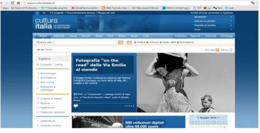 Gambar 4. Tampilan Depan Situs www.culturaitalia.it  Sumber : Hasil Analisis Penulis, 2016