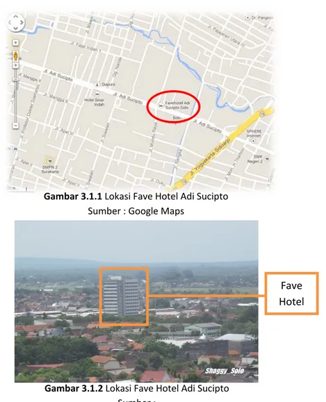 Gambar 3.1.1 Lokasi Fave Hotel Adi Sucipto  Sumber : Google Maps 
