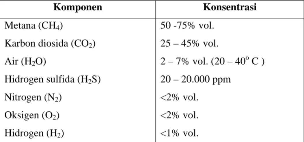 Table 1.1. Komposisi gas bio 