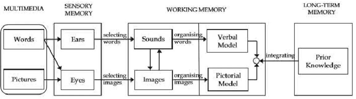 Gambar 2.1 Teori Kognitif pada Pembelajaran Multimedia  (Kassim, et al., 2014:11) 