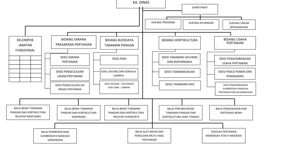 Gambar 1. Struktur Organisasi Dinas Pertanian Tanaman Pangan dan Hortikultura Provinsi Jawa Tengah  KA