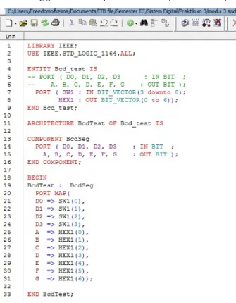 Gambar 3-5 Kode  File  Bcd_test.vhd 