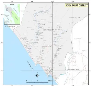 Gambar  1.  Lokasi  Penelitian,  Kabupaten  Aceh  Barat  (Aceh  Barat  dalam  Angka.   
