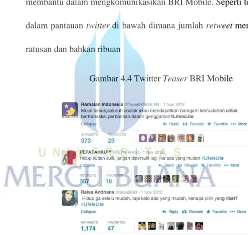 Gambar 4.4 Twitter Teaser BRI Mobile 