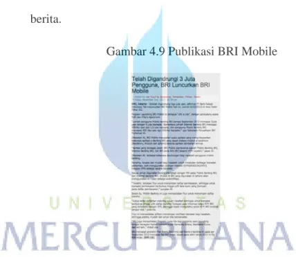 Gambar 4.9 Publikasi BRI Mobile 