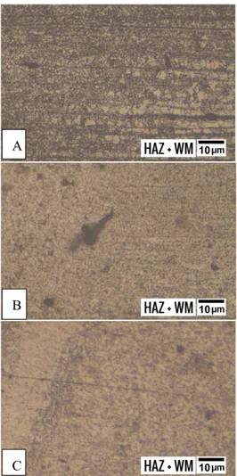 Gambar 15 : Hasil mikro pada bagian HAZ dan weld  metal 