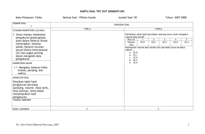 KARTU SOAL TRY OUT DIKMENTI DKI. Mata Pelajaran: Fisika Bentuk Soal ...