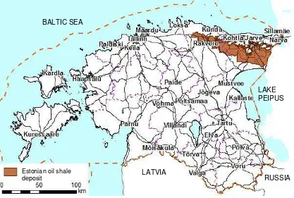 Figure 1. Location of Estonian oil shale deposit 