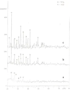 Gambar 1. Pola difraksi sinar-X katalis Ni/kieselguhr