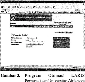 Gambar 3.  Program  Otomasi  LARIS  Perpustakaan Universitas Airlangga 