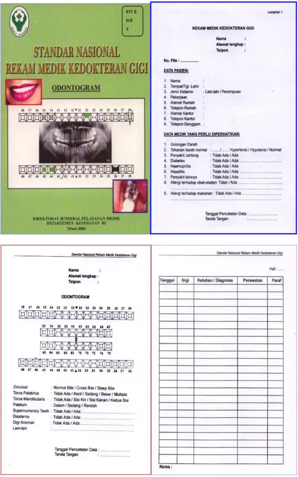 Gambar 1 : Contoh Rekam Medik Gigi yang sesuai dengan Standar Nasional            Rekam Medik Kedokteran gigi 