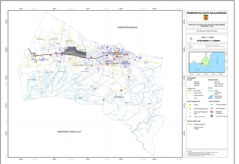 Gambar 2.4 Peta Rencana Struktur Ruang Kota Banjarbaru 