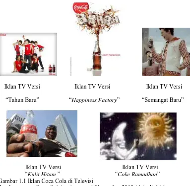 Gambar 1.1 Iklan Coca Cola di Televisi     Sumber : www.Coca Colabottling.co.id, November 2010 (data diolah)