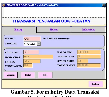 Gambar 5. Form Entry Data Transaksi 
