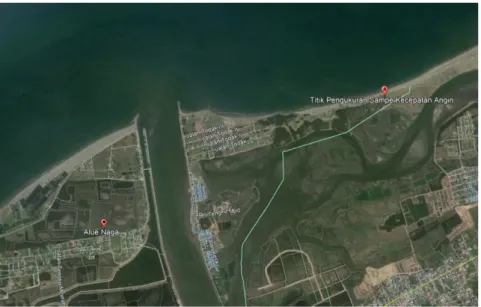Gambar 3.1. Peta lokasi pengukuran kecepatan angin di pesisir Gampong Alue  Naga, Kota Banda Aceh  