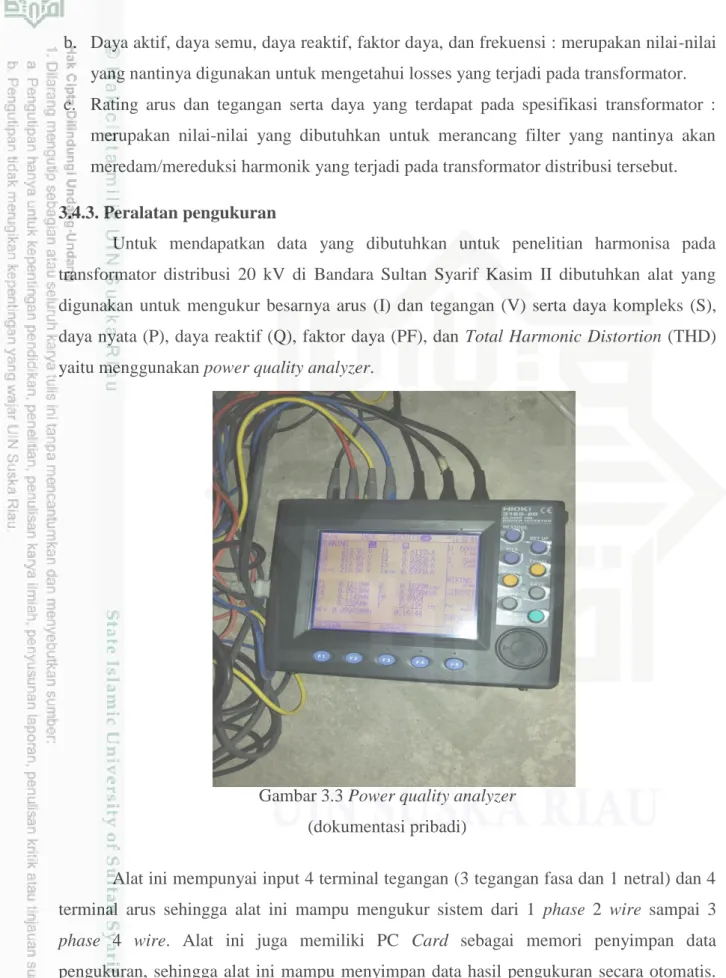 Gambar 3.3 Power quality analyzer  (dokumentasi pribadi) 