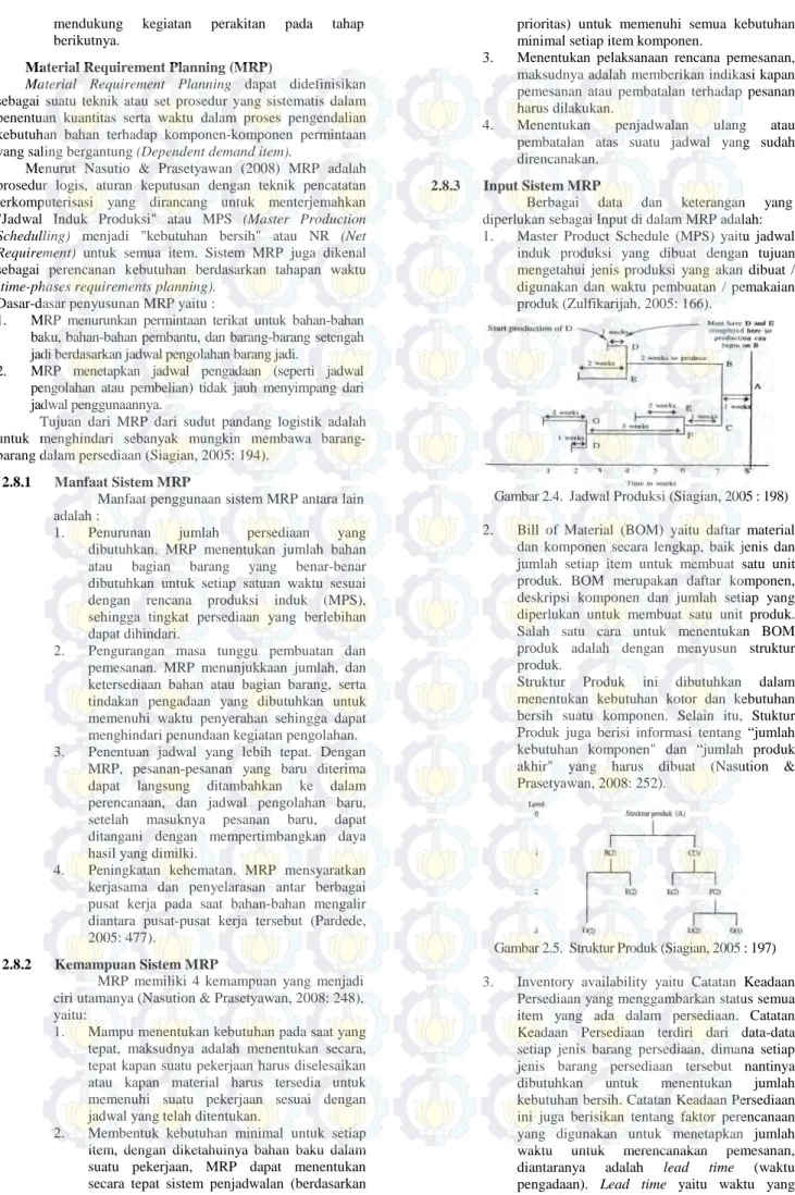 Gambar 2.4.  Jadwal Produksi (Siagian, 2005 : 198) 