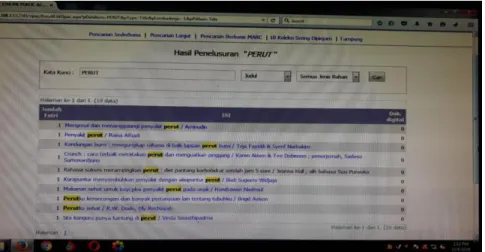 Gambar 3.5 Hasil Penelusuran Titik Akses melalui OPAC 