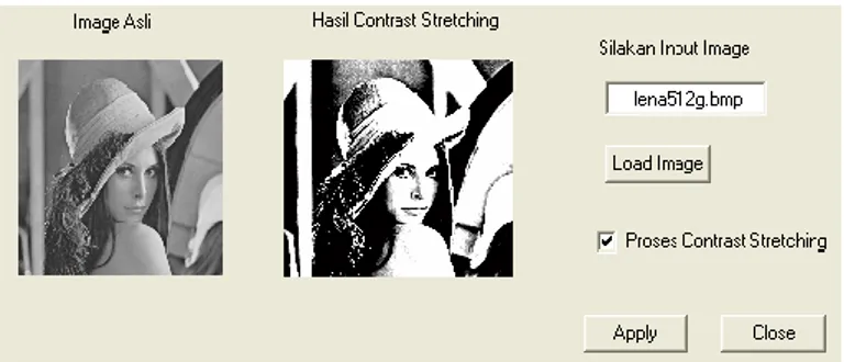 Gambar 1. lena512r.bmp dan citra                  Gambar 2. lena512b.bmp dan citra hasil          hasil contrast stretching                                               contrast stretching 