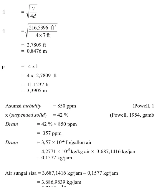 Tabel D.4.  Spesifikasi  Bak sedimentasi (BS – 101)  Alat  Bak Sedimentasi  